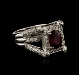 14KT White Gold 2.31 ctw Ruby and Diamond Ring