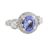 3.45 ctw Sapphire and Diamond Ring - 14KT White Gold