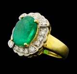 4.80 ctw Emerald And Diamond Ring - 14KT Yellow Gold With Rhodium Plating