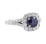 2.20 ctw Sapphire And Diamond Ring - 14KT White Gold