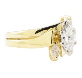 0.57 ctw Diamond Wedding Ring Soldered To Band - 14KT Yellow Gold