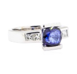 2.28 ctw Sapphire And Diamond Ring - 18KT White Gold