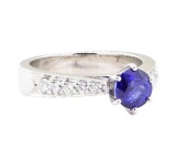 1.52 ctw Sapphire And Diamond Ring - 18KT White Gold