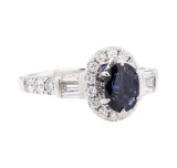 2.20 ctw Sapphire And Diamond Ring - 14KT White Gold