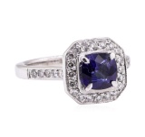 1.64 ctw Blue Sapphire And Diamond Ring - 14KT White Gold