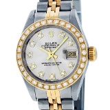 Rolex Ladies 2 Tone 14K Silver VS Diamond Datejust Wristwatch