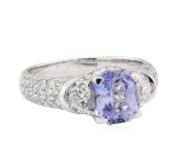 3.20 ctw Sapphire and Diamond Ring - 18KT White Gold