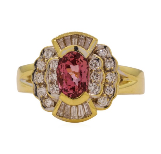 1.82 ctw Pink Spinel and Diamond Ring - 18KT Yellow Gold