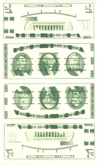 U.S. Giori Test Banknote Uncut Sheet of 4