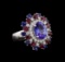 14KT White Gold 3.58 ctw Tanzanite, Sapphire, Ruby and Diamond Ring