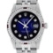 Rolex Mens SS Blue Vignette Diamond & Ruby Channel Set Diamond Datejust Wristwat