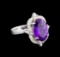 4.48 ctw Amethyst and Diamond Ring - 14KT White Gold