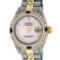 Rolex Ladies 2 Tone 14K Pink MOP Diamond & Ruby Datejust Wristwatch