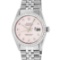 Rolex Mens Stainless Steel Pink Diamond 36MM Datejust Wristwatch