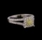1.09 ctw Fancy Yellow Diamond Ring - 14KT White Gold