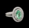 1.50 ctw Emerald and Diamond Ring - 14KT White Gold