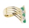 0.30 ctw Emerald and Diamond Ring - 14KT Yellow Gold