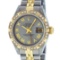 Rolex Ladies 2 Tone 14K Gray & Pyramid Diamond Datejust Wriswatch