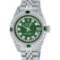 Rolex Ladies Stainless Steel 26MM Green Diamond Lugs Datejust Wristwatch