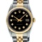 Rolex Mens 2 Tone 14K Black Diamond 36MM Datejust Wristwatch