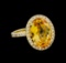 4.80 ctw Citrine and Diamond Ring - 14KT Yellow Gold