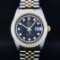 Rolex Mens 2 Tone 14K Black String VS Diamond Datejust Wristwatch