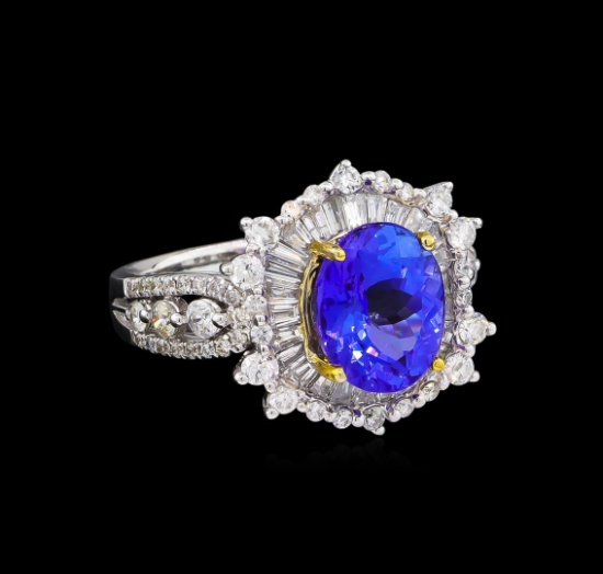 14KT Two-Tone Gold 3.15 ctw Tanzanite and Diamond Ring