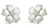 18k White Gold 0.71CTW Mother Of Pearl and Diamond Earrings, (I1-I2/I-J)