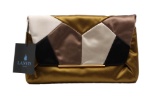 New Designer Lanvin Satin Patchwork Clutch with Chain and Tags