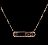 0.41 ctw Ruby and Diamond Necklace - 14KT Rose Gold
