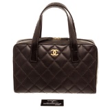 Chanel Dark Brown Quilted Leather Surpique Stitch Tote Bag