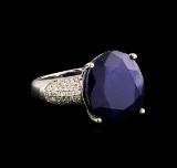 14KT White Gold 17.02 ctw Sapphire and Diamond Ring