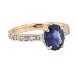 1.86 ctw Sapphire and Diamond Ring - 18KT Rose Gold