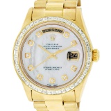 Rolex Mens 18K Yellow Gold 3.0 ctw Baguette Diamond Day Date President Wristwatc