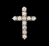 3.55 ctw Diamond Cross Pendant - 18KT White Gold