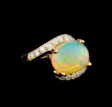 3.95 ctw Opal and Diamond Ring - 14KT Yellow Gold