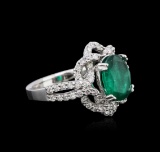 14KT White Gold 2.30 ctw Emerald and Diamond Ring