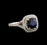 14KT White Gold 2.59 ctw Sapphire and Diamond Ring