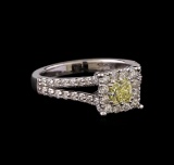 1.09 ctw Fancy Yellow Diamond Ring - 14KT White Gold