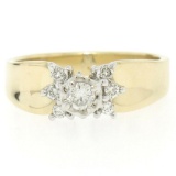 14k Two Tone Gold 0.30 ctw Illusion Set Solitaire Diamond Engagement Ring