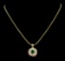 1.60 ctw Emerald and Diamond Pendant With Chain - 14KT Yellow and Rose Gold