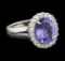 3.75 ctw Tanzanite and Diamond Ring - 14KT White Gold