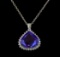 28.05 ctw Tanzanite and Diamond Pendant With Chain - 14KT White Gold