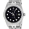 Rolex Mens Stainless Steel Black Diamond 36MM Datejust Wristwatch