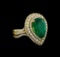 14KT Yellow Gold 4.10 ctw Emerald and Diamond Ring