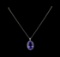 GIA Cert 30.28 ctw Tanzanite and Diamond Pendant With Chain - 14KT White Gold