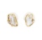 0.10 ctw Diamond and Freshwater Pearl Earrings - 14KT Yellow Gold