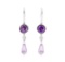3.55 ctw Amethyst and White Sapphire Earrings - 10KT White Gold