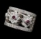 0.95 ctw Diamond and Ruby Band - 14KT White Gold