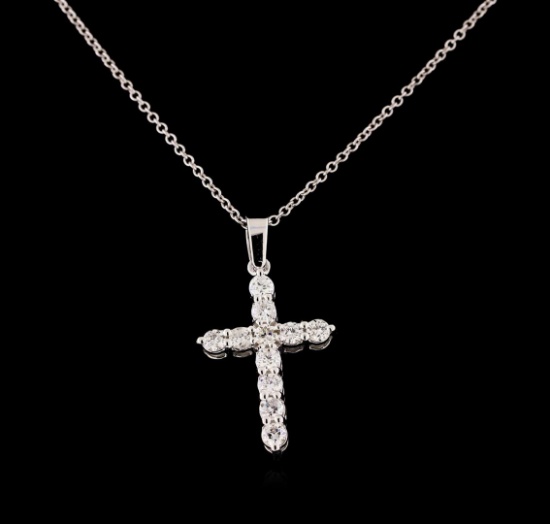 0.70 ctw Diamond Pendant With Chain - 14KT White Gold